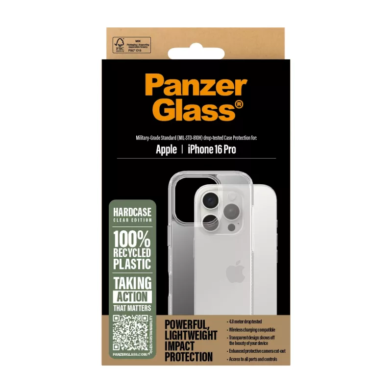 PanzerGlass ® HardCase transparente iPhone 16 Pro, funda, Apple, Apple - iPhone 16 Pro, transparente