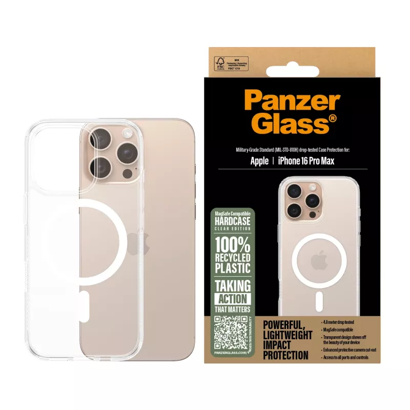 Funda PanzerGlass HardCase transparente con MagSafe blanco iPhone 16 Pro Max
