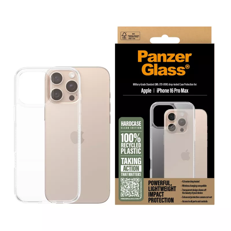 PanzerGlass ® HardCase transparente iPhone 16 Pro Max, funda, Apple, Apple - iPhone 16 Pro Max, transparente