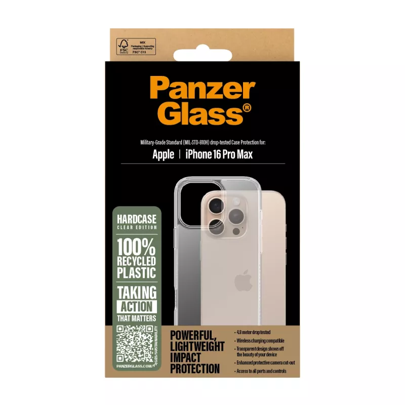 PanzerGlass ® HardCase transparente iPhone 16 Pro Max, funda, Apple, Apple - iPhone 16 Pro Max, transparente
