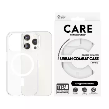 Funda PanzerGlass CARE™ by ® Urban Combat transparente con MagSafe blanco iPhone 15 Pro