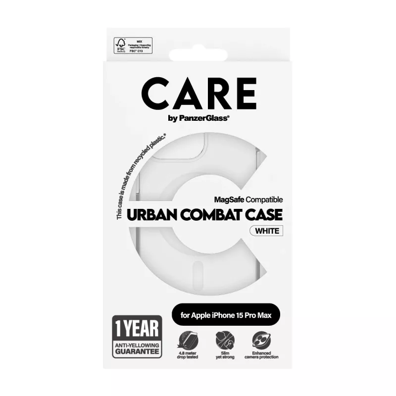 Funda PanzerGlass CARE™ by ® Urban Combat transparente con MagSafe blanco iPhone 15 Pro Max