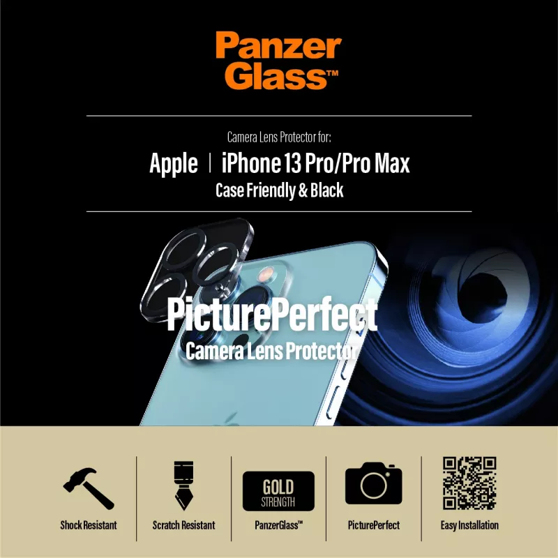 Protector de cristal para objetivo de cámara PanzerGlass Apple iPhone 13 Pro 13 Pro Max resistente a arañazos e impactos