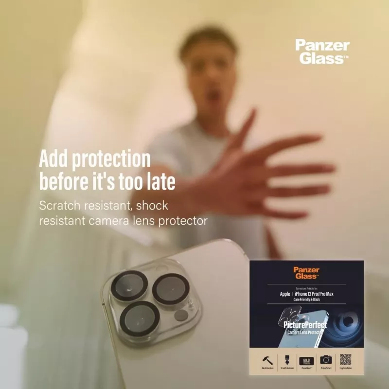 Protector de cristal para objetivo de cámara PanzerGlass Apple iPhone 13 Pro 13 Pro Max resistente a arañazos e impactos