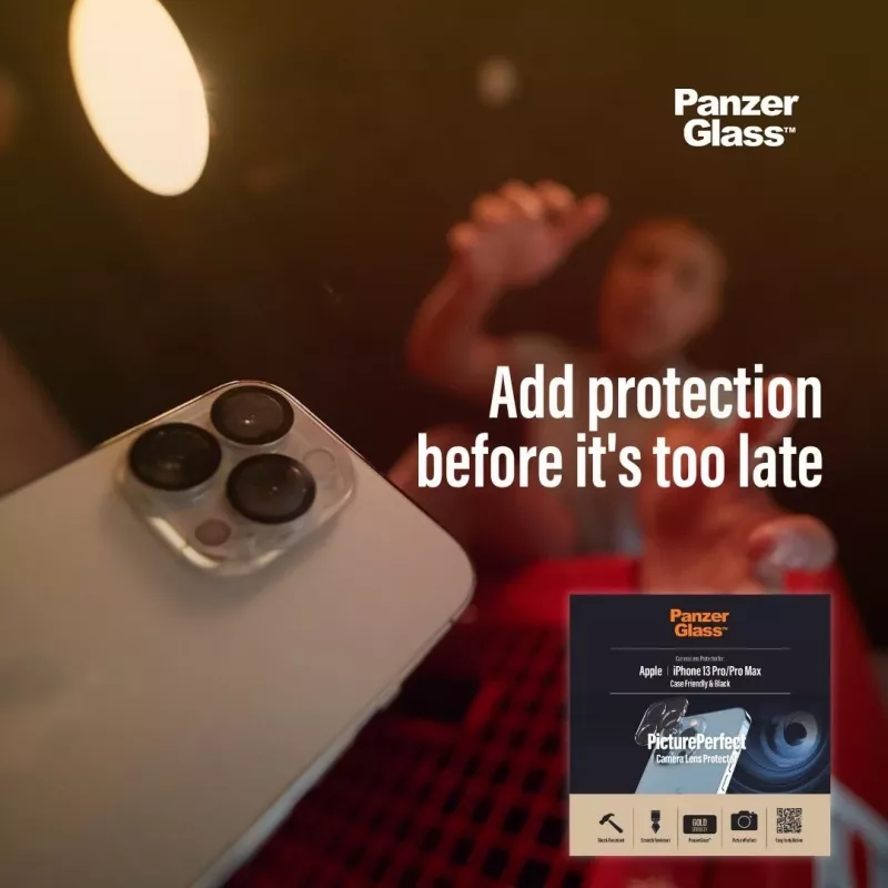 Protector de cristal para objetivo de cámara PanzerGlass Apple iPhone 13 Pro 13 Pro Max resistente a arañazos e impactos
