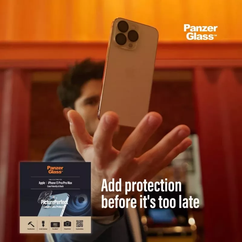 Protector de cristal para objetivo de cámara PanzerGlass Apple iPhone 13 Pro 13 Pro Max resistente a arañazos e impactos