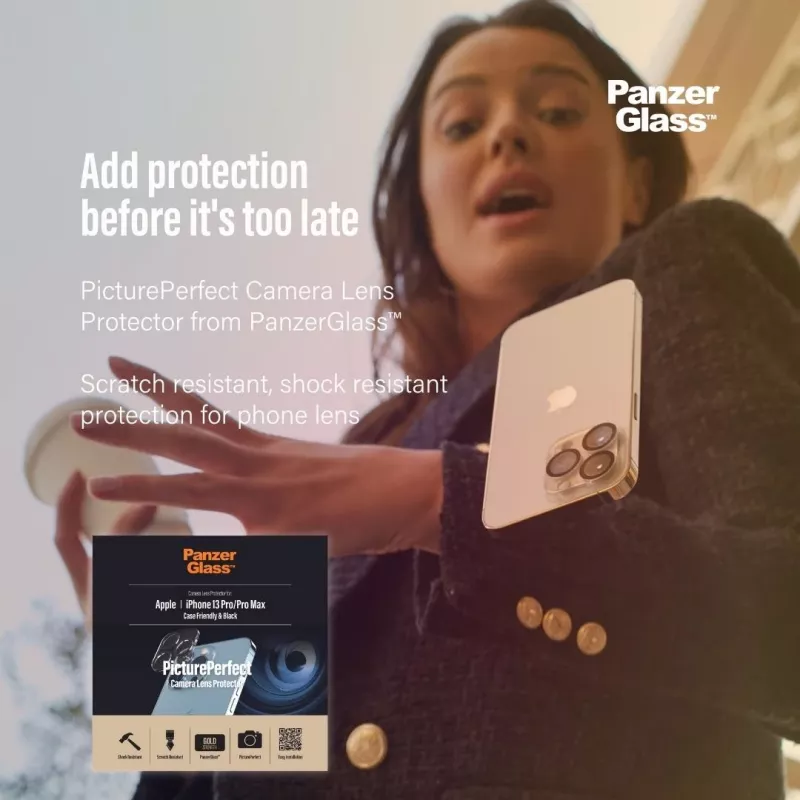 Protector de cristal para objetivo de cámara PanzerGlass Apple iPhone 13 Pro 13 Pro Max resistente a arañazos e impactos
