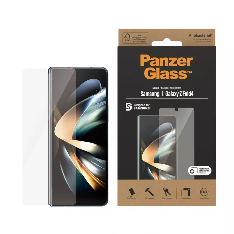 Lámina protectora de pantalla PanzerGlass para Samsung Galaxy Z Fold4 antibacteriana resistente a arañazos