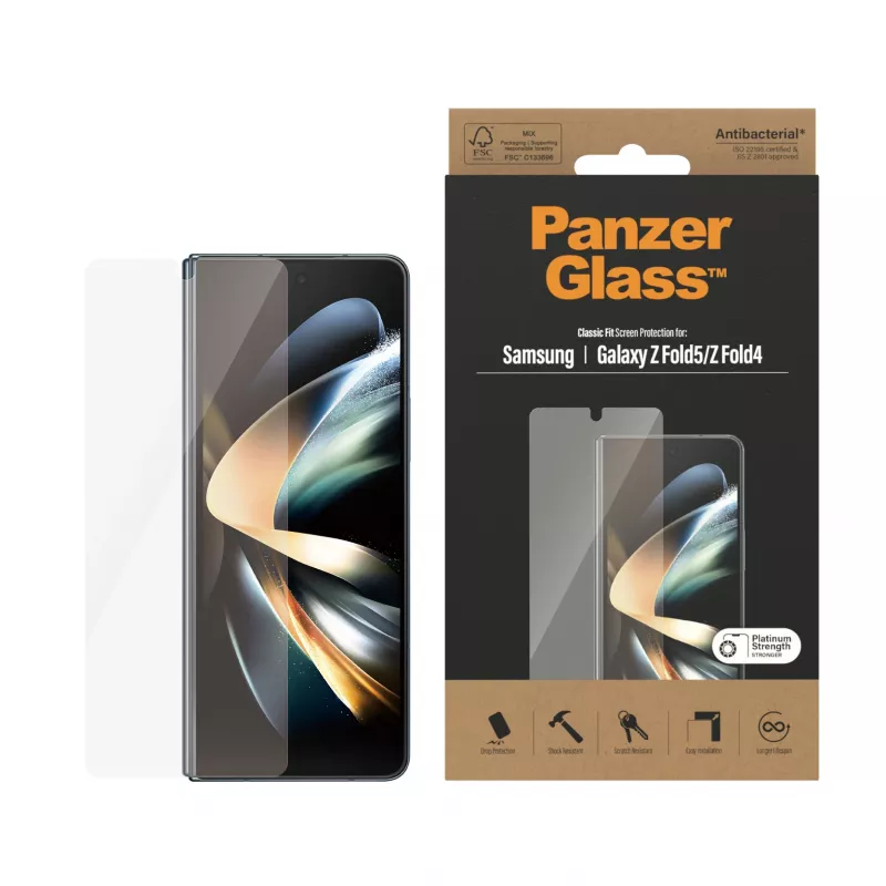 Lámina protectora de pantalla PanzerGlass para Samsung Galaxy Z Fold4 antibacteriana resistente a arañazos