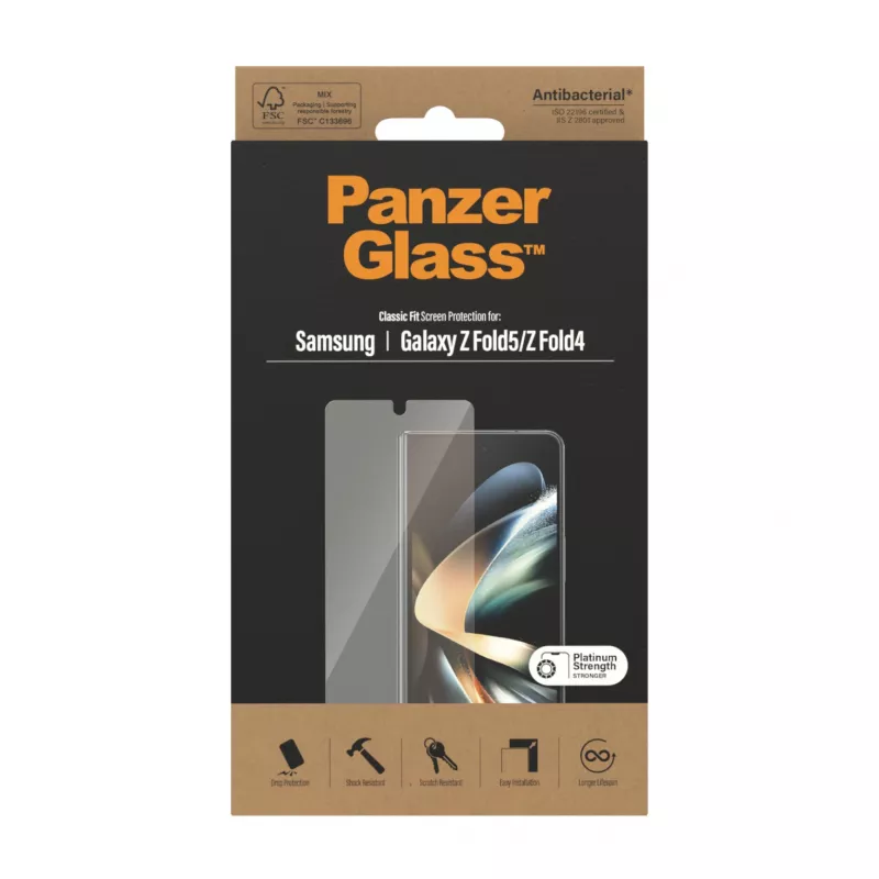 Lámina protectora de pantalla PanzerGlass para Samsung Galaxy Z Fold4 antibacteriana resistente a arañazos