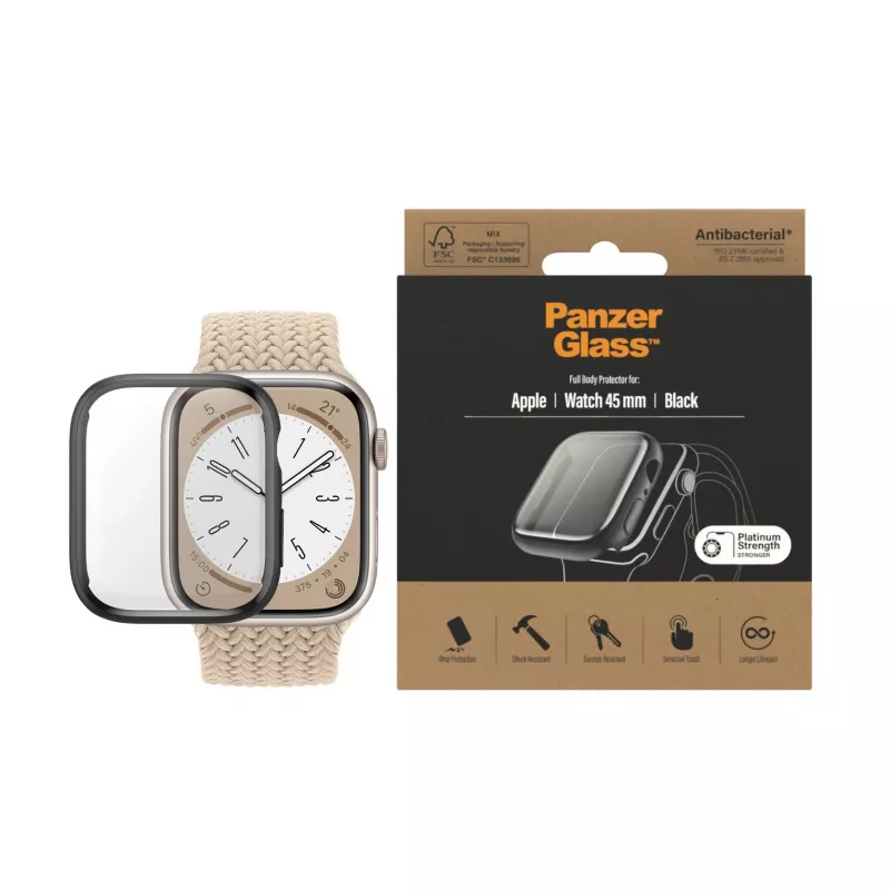Funda integral PanzerGlass ® Apple Watch Series 9 | 8 | 7 | 45 mm | negra