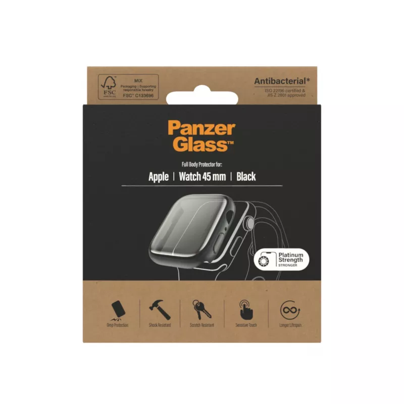 Funda integral PanzerGlass ® Apple Watch Series 9 | 8 | 7 | 45 mm | negra