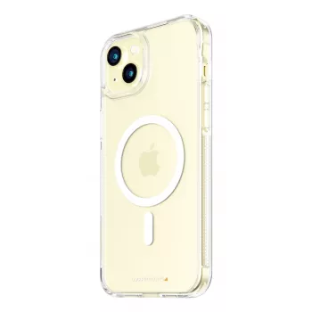 Funda protectora rígida MagSafe PanzerGlass para iPhone 15 Plus — plástico reciclado transparente, compatible con pantalla de 6,69
