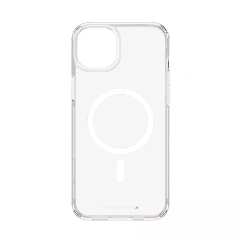 Funda protectora rígida MagSafe PanzerGlass para iPhone 15 Plus — plástico reciclado transparente, compatible con pantalla de 6,69