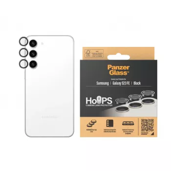 Protector de lentes de cámara PanzerGlass Hoops Samsung Galaxy S23 FE negro resistente a arañazos y golpes