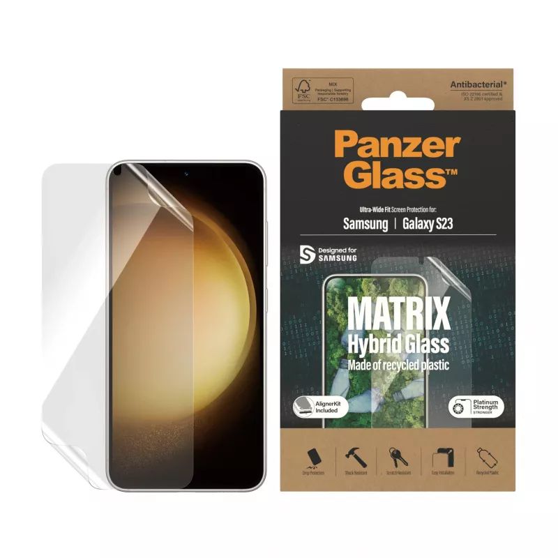 Protector de pantalla PanzerGlass ® ECO MATRIX Samsung Galaxy S23 | Ultra-Wide Fit con AlignerKit