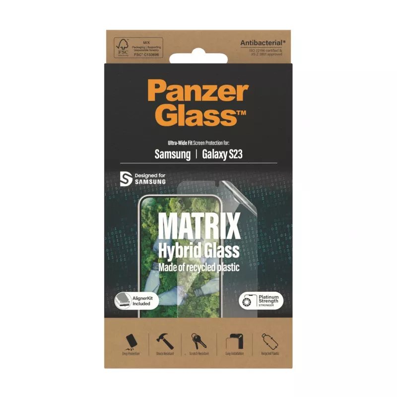 Protector de pantalla PanzerGlass ® ECO MATRIX Samsung Galaxy S23 | Ultra-Wide Fit con AlignerKit