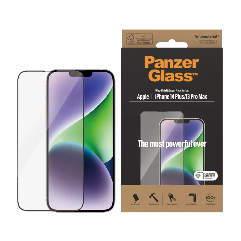 Lámina de pantalla PanzerGlass Apple iPhone 14 Plus 13 Pro Max Ultra-Wide Fit resistente a arañazos y golpes