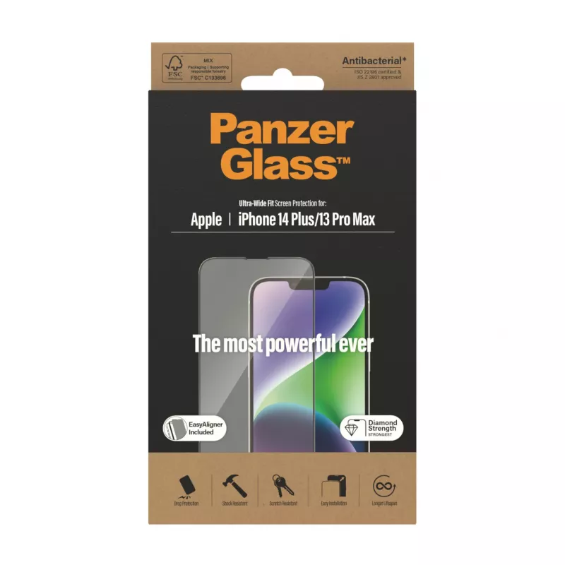 Lámina protectora de pantalla PanzerGlass ® iPhone 14 Plus | 13 Pro Max | Ultra-Wide Fit con EasyAligner