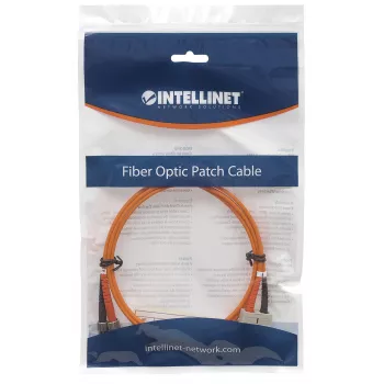 Cable de red de fibra óptica Intellinet, OM2, ST/SC, 2m, naranja, dúplex, multimodo, 50/125 µm, LSZH, fibra óptica, garantía de por vida