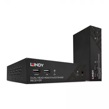 Lindy extensor Cat.6 de 100 m HDMI, USB y RS-232 de doble cabezal