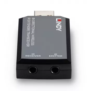Lindy extensor IR inalámbrico bidireccional, transceptor, transmisor y receptor AV, 150 m, con cable, negro