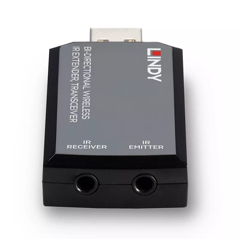 Lindy extensor IR inalámbrico bidireccional, transceptor, transmisor y receptor AV, 150 m, con cable, negro