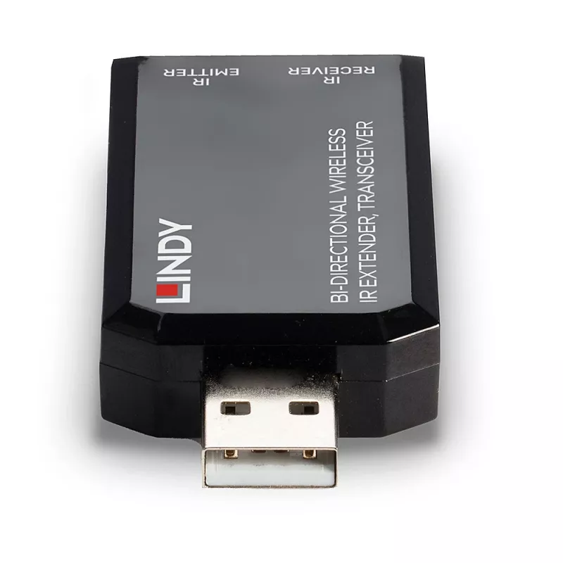 Lindy extensor IR inalámbrico bidireccional, transceptor, transmisor y receptor AV, 150 m, con cable, negro