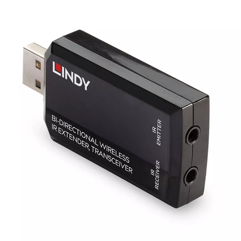 Lindy extensor IR inalámbrico bidireccional, transceptor, transmisor y receptor AV, 150 m, con cable, negro