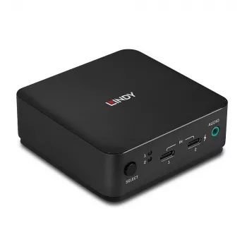 Lindy conmutador KVM de 2 puertos Type-C, DisplayPort 1.2, 3840 x 2160 píxeles, 4K Ultra HD, gris