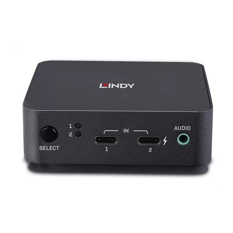 Lindy conmutador KVM de 2 puertos Type-C, DisplayPort 1.2, 3840 x 2160 píxeles, 4K Ultra HD, gris