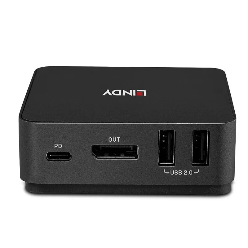 Lindy conmutador KVM de 2 puertos Type-C, DisplayPort 1.2, 3840 x 2160 píxeles, 4K Ultra HD, gris
