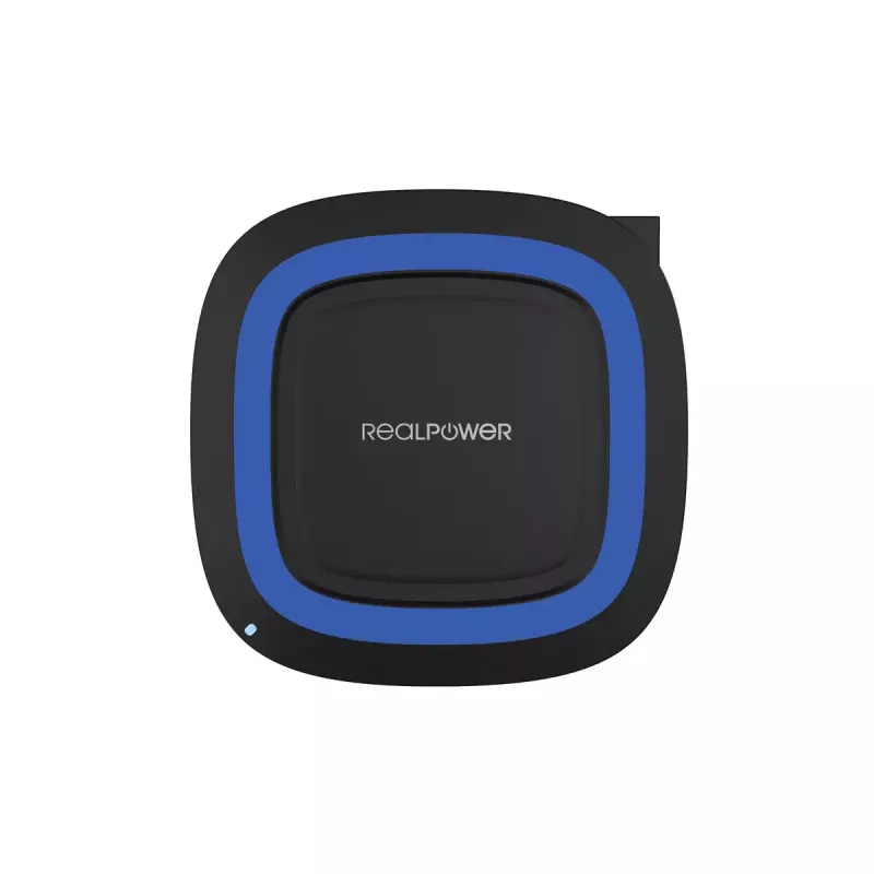 RealPower FreeCharge-10 Estación de carga inalámbrica con adaptador, negro/azul (257640)
