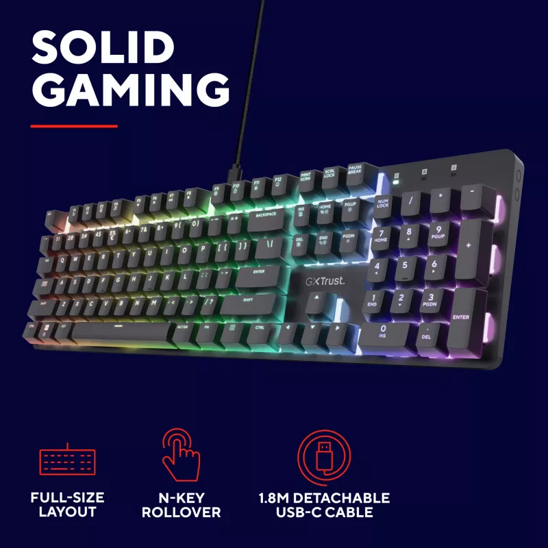 Teclado gaming Trust GXT 871 Zora mecánico USB RGB negro