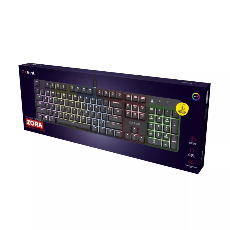 Teclado gaming Trust GXT 871 Zora mecánico USB RGB negro