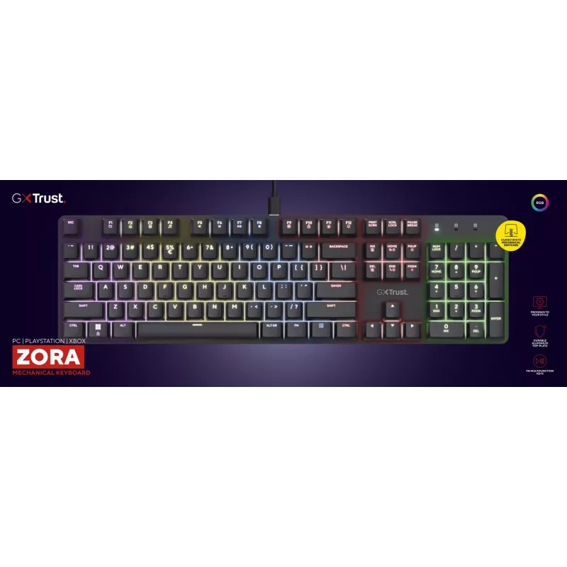Teclado gaming Trust GXT 871 Zora mecánico USB RGB negro