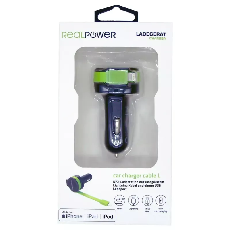 Cargador móvil RealPower 257637 universal negro verde
