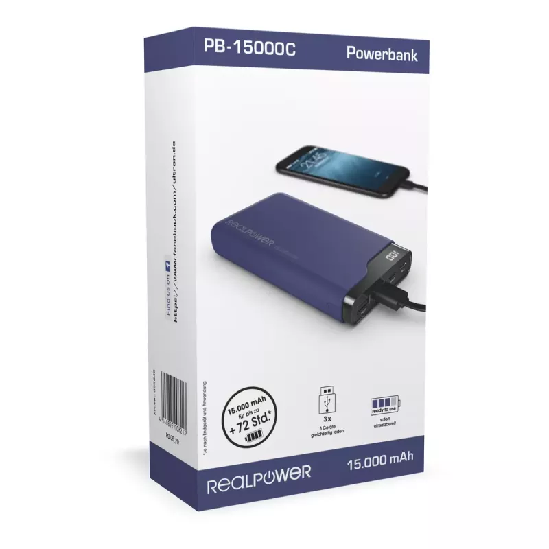 Cargador portátil RealPower PB-15000C 15000 mAh