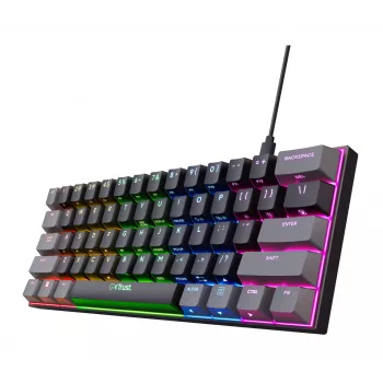 Teclado gaming Trust GXT 867 Acira USB QWERTZ alemán negro gris 60% mecánico RGB