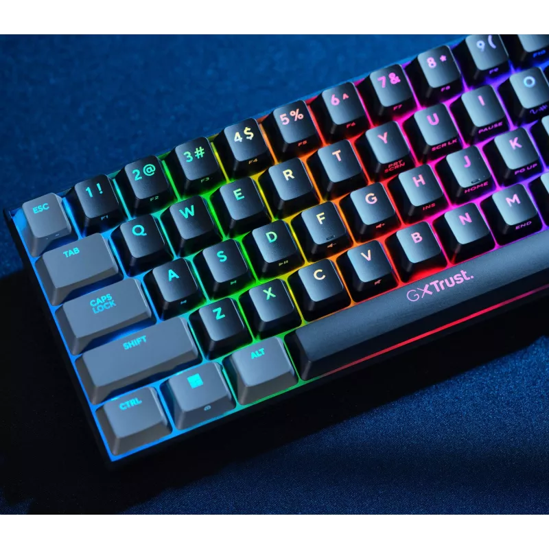 Teclado gaming Trust GXT 867 Acira USB QWERTZ alemán negro gris 60% mecánico RGB