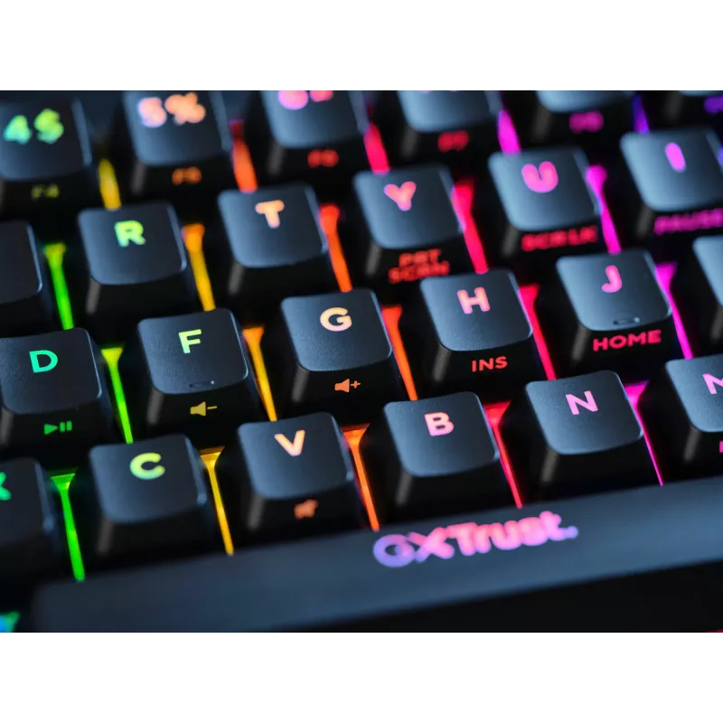 Teclado gaming Trust GXT 867 Acira USB QWERTZ alemán negro gris 60% mecánico RGB