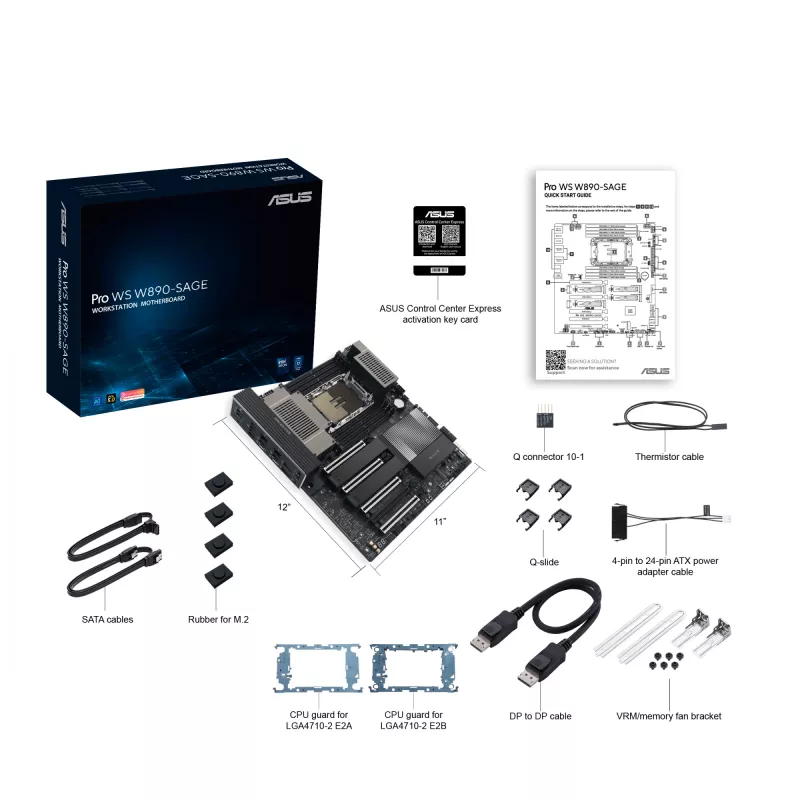 Placa base ASUS PRO WS W890-SAGE — Intel W890, LGA 4710-2, CEB, 8× DIMM, DDR5, Quad-channel, Ethernet 2.5G y 10G