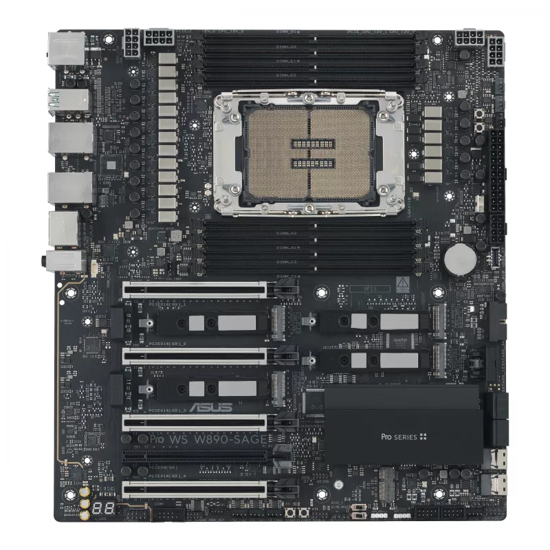Placa base ASUS PRO WS W890-SAGE — Intel W890, LGA 4710-2, CEB, 8× DIMM, DDR5, Quad-channel, Ethernet 2.5G y 10G