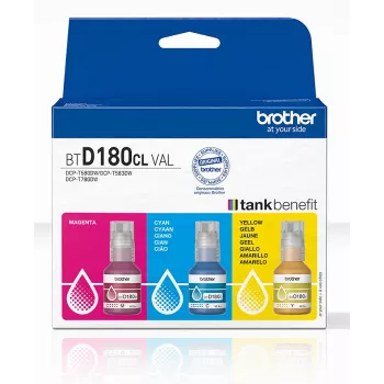 Botellas de tinta originales Brother BTD180CLVAL 3 uds. Cian Magenta Amarillo