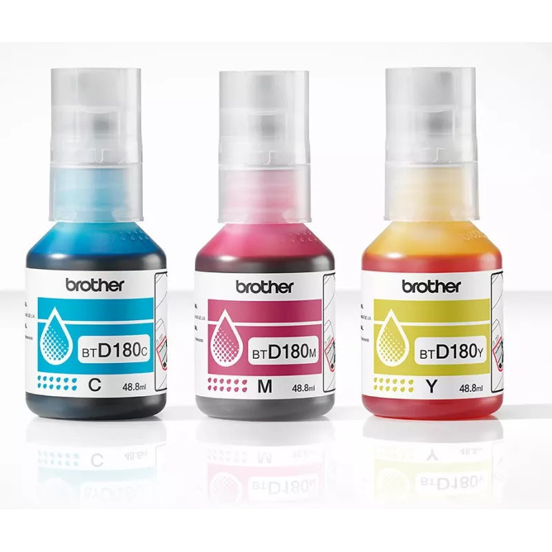 Botellas de tinta originales Brother BTD180CLVAL 3 uds. Cian Magenta Amarillo