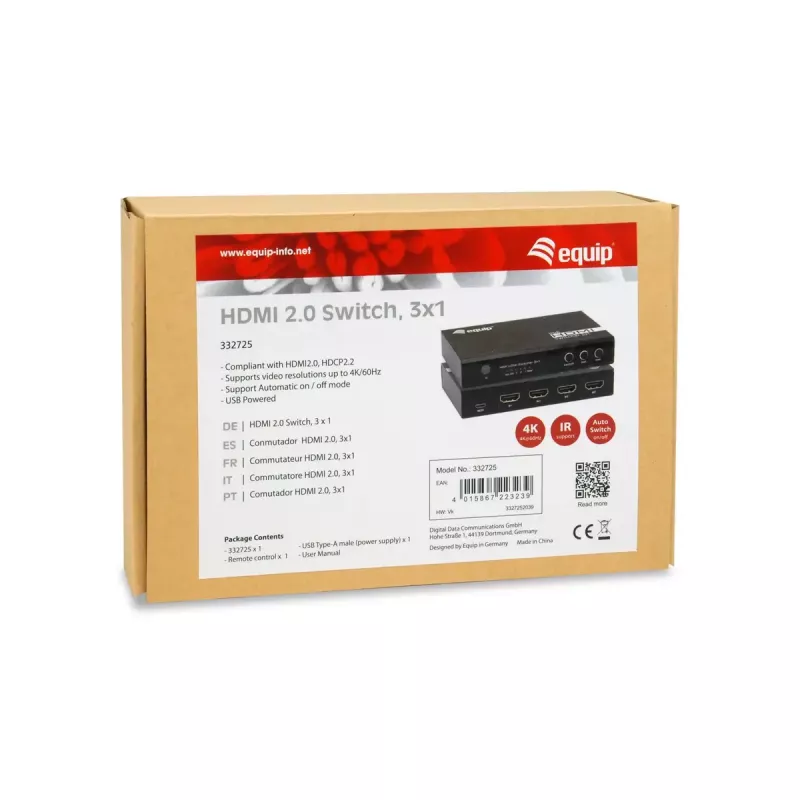 Equip 332725 conmutador de vídeo HDMI