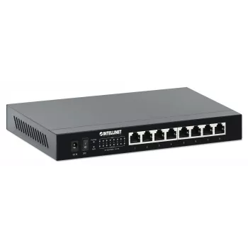 Intellinet switch 8 puertos 2.5G Ethernet PoE+ ocho puertos PSE PoE+ 10/100/1000/2500 Mbps, presupuesto de potencia PoE 100 W, no gestionado, formato de escritorio, opción de montaje en pared