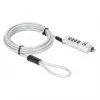 Manhattan candado combinación universal para portátil para Noble Wedge®, Nano y K-Slot, candado antirrobo 3 en 1 para portátil, combinación de 4 dígitos reajustable, 1,8 m, cable de acero al carbono resistente a cortes, funda de PVC translúcido, plata