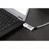 Manhattan candado combinación universal para portátil para Noble Wedge®, Nano y K-Slot, candado antirrobo 3 en 1 para portátil, combinación de 4 dígitos reajustable, 1,8 m, cable de acero al carbono resistente a cortes, funda de PVC translúcido, plata