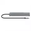 Manhattan dock/hub USB-C con lector de tarjetas, conexiones (x5): HDMI, USB-A (x2) y USB-C (x2), con Power Delivery (PD) 100W – requiere cargador USB-C externo (no incluido). Alimentado por USB (no requiere fuente de alimentación externa) cuando no se utiliza PD